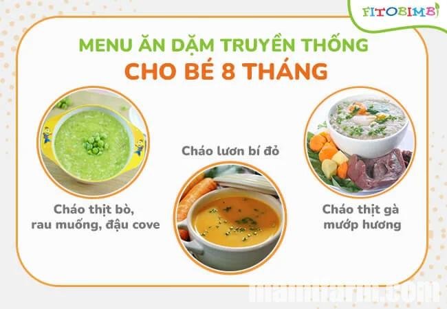 Món ăn dặm cho bé 8 tháng