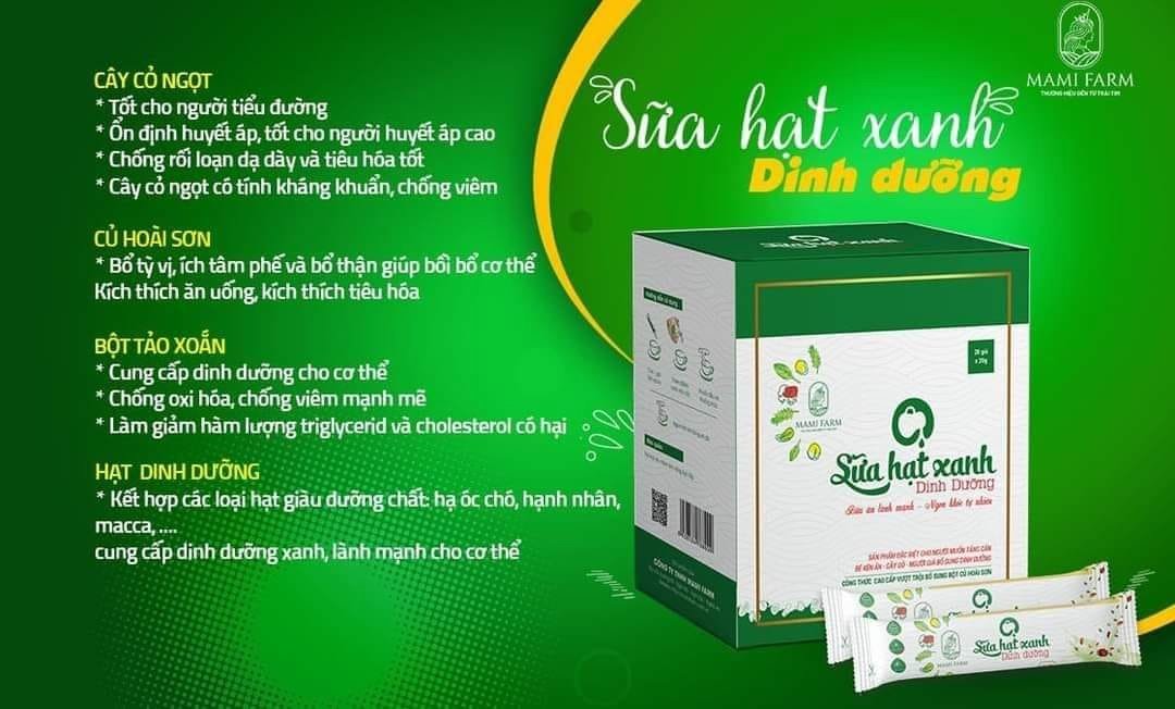 Sữa Hạt Xanh Dinh Dưỡng Mami Farm - Bữa Ăn Lành Mạnh, Bổ Dưỡng Từ Thực Vật  Dành Cho Người Muốn Tăng Cân, Bồi Bổ - Nhà thuốc Thu Ngân